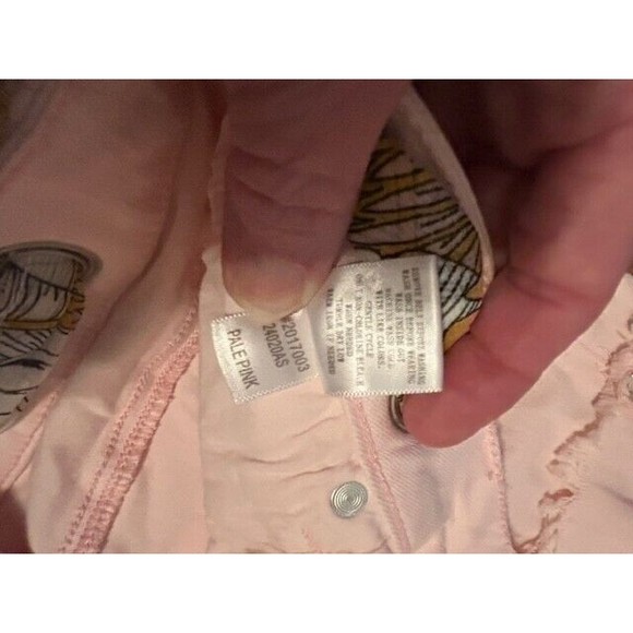 Altar'd State Shorts Womens Size 28 Button Fly Denim Pink High Waist Scarf EUC - Picture 8 of 9